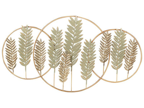 Wall Decor Gold and Green Iron Handmade Wall Art Modern Accessory Beliani