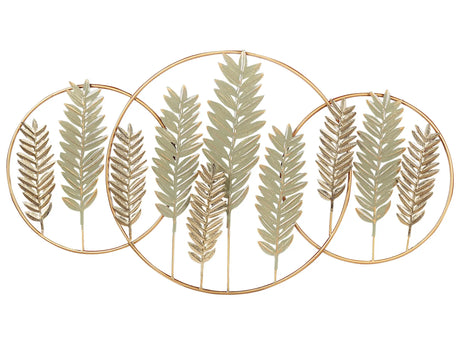 Wall Decor Gold and Green Iron Handmade Wall Art Modern Accessory Beliani
