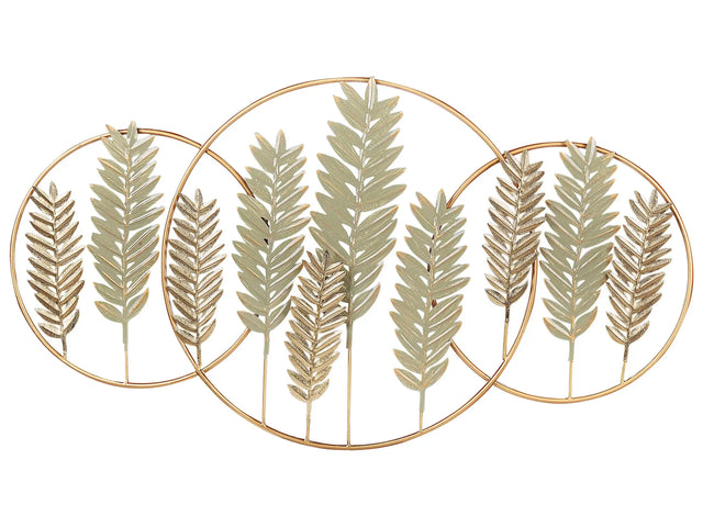 Wall Decor Gold and Green Iron Handmade Wall Art Modern Accessory Beliani