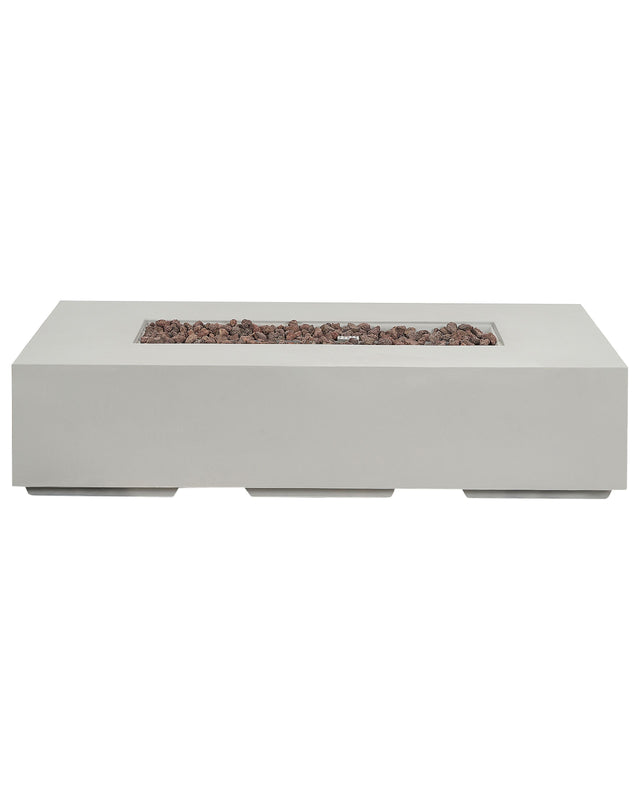 Fire Pit Light Grey 143 x 71 cm Propane Patio Heater Rectangular Beliani