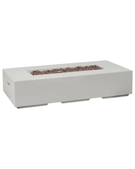 Fire Pit Light Grey 143 x 71 cm Propane Patio Heater Rectangular Beliani