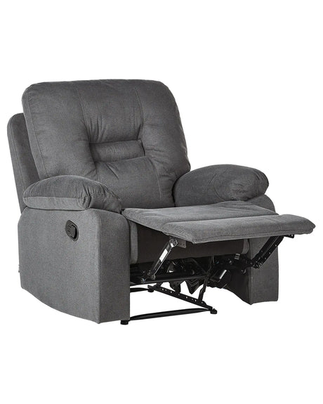 Recliner Chair Dark Grey Push-Back Manually Adjustable Back and Footrest Beliani