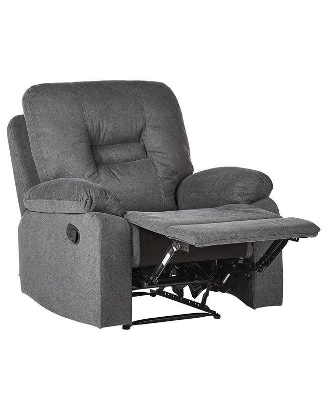 Recliner Chair Dark Grey Push-Back Manually Adjustable Back and Footrest Beliani