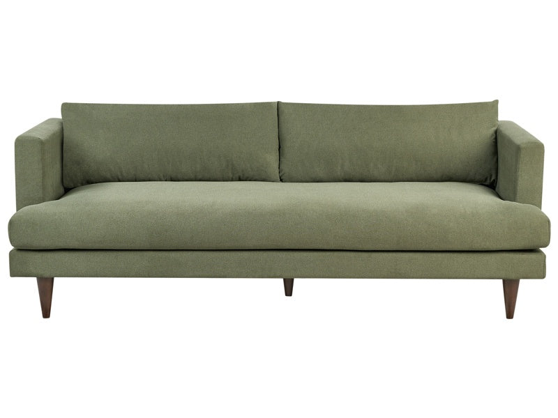 3 Seater Fabric Sofa Green Dark Wood Legs Living Room Modern Style Beliani