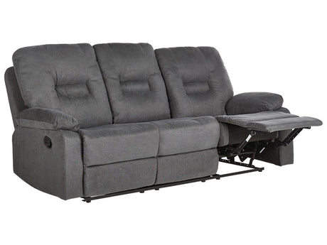 Recliner Sofa Dark Grey 3 Seater Manually Adjustable Back and Footrest Beliani