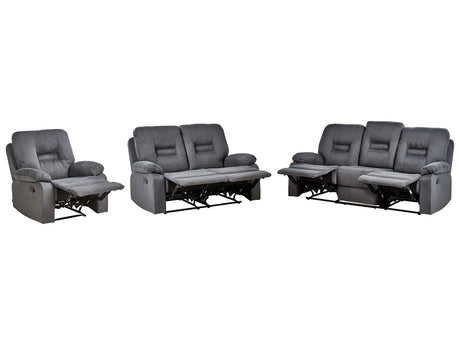 Living Room Set 3 Seater 2 Seater Armchair Dark Grey Recliner Manually Adjustable Back and Footrest Beliani