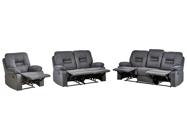 Living Room Set 3 Seater 2 Seater Armchair Dark Grey Recliner Manually Adjustable Back and Footrest Beliani