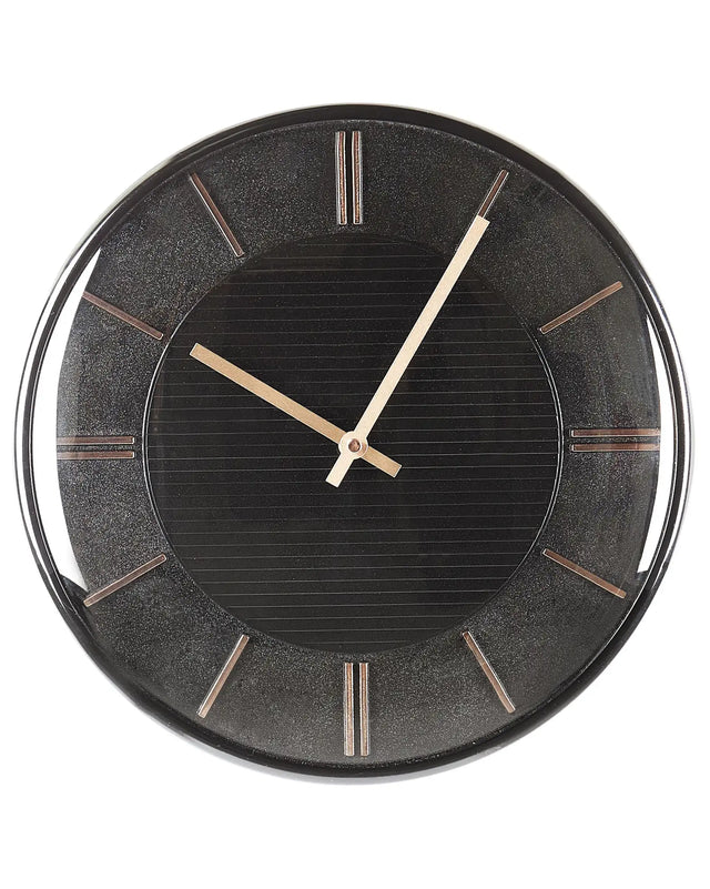 Wall Clock Black Metal Synthetic Material  34 cm Glam Design without Numbers Living Room Decor Beliani