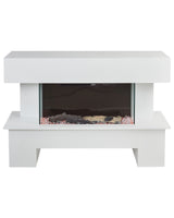 Electric Fireplace Heater White MDF Mantel LED Fire Flames with Thermostat Blower Remote Control Beliani