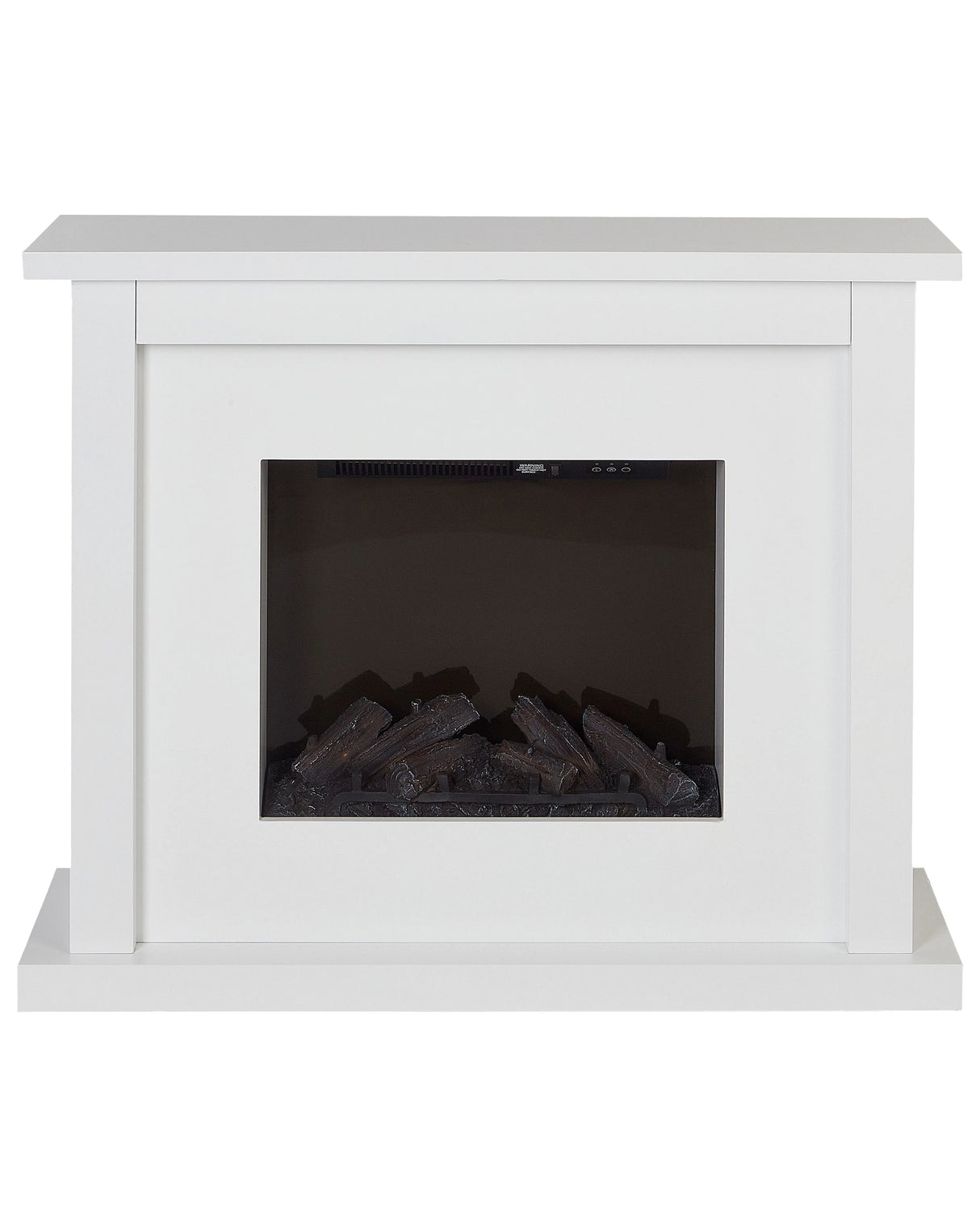 Electric Fireplace Heater White MDF Mantel LED Fire Flames with Thermostat Blower Remote Control Beliani