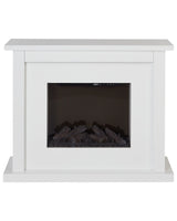 Electric Fireplace Heater White MDF Mantel LED Fire Flames with Thermostat Blower Remote Control Beliani