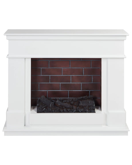 Electric Fireplace Heater White MDF Mantel LED Fire Flames with Thermostat Blower Remote Control Beliani