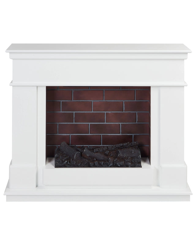 Electric Fireplace Heater White MDF Mantel LED Fire Flames with Thermostat Blower Remote Control Beliani