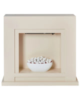 Electric Fireplace Heater Beige MDF Mantel LED Coals Pebbles Fire Flames with Thermostat Beliani