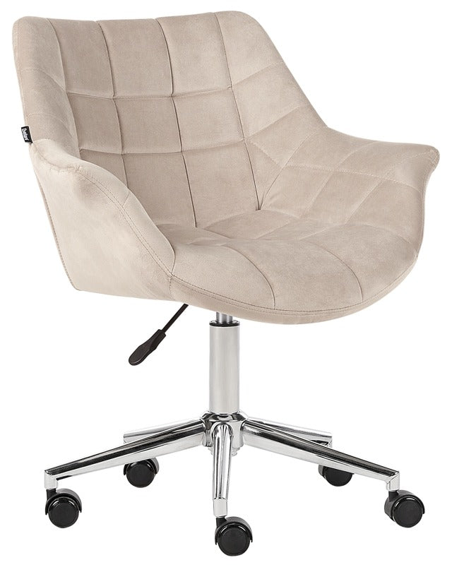 Office Swivel Chair Beige Velvet Height Adjustable Beliani