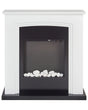 Electric Fireplace Heater White MDF Mantel LED Coals Pebbles Fire Flames with Thermostat Beliani