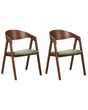 Set of 2 Dining Chairs Dark Wood and Green Plywood Polyester Velvet Fabric Rubberwood Legs Retro Traditional Style Beliani