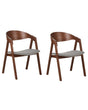 Set of 2 Dining Chairs Dark Wood Black and White Plywood Polyester Fabric Houndstooth Rubberwood Legs Retro Traditional Style Beliani