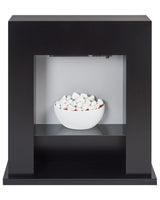 Electric Fireplace Heater Black MDF Mantel LED Coals Pebbles Fire Flames with Thermostat Beliani