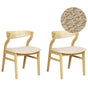 Set of 2 Dining Chairs Light Wood and Beige Plywood Polyester Boucle Fabric Rubberwood Legs Retro Traditional Style Beliani