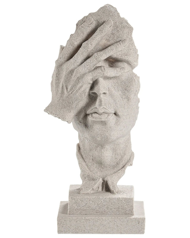 Decorative Figurine Grey Resin Head Statuette Modern Style Decor Accessories Beliani