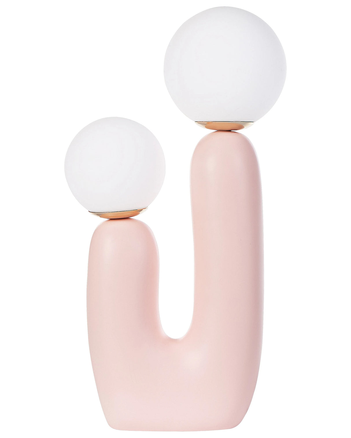 Table Lamp Pink Resin Base Round Glass Shades Double Shade U-Shaped Base Beliani