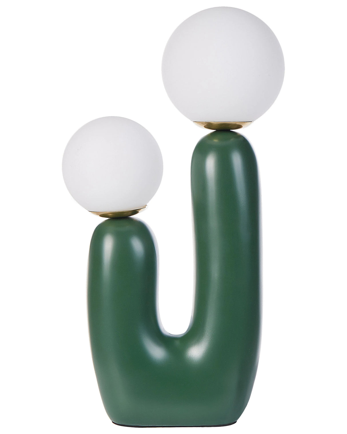 Table Lamp Green Resin Base Round Glass Shades Double Shade U-Shaped Base Beliani