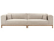 Sofa Taupe Fabric Polyester Upholstery Wooden Legs 4 Seater Thickly Padded Modern Style Living Room Furniture Beliani