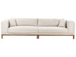 Sofa Light Beige Fabric Polyester Upholstery Wooden Legs 4 Seater Thickly Padded Modern Style Living Room Furniture Beliani