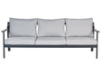 3 Seater Sofa Aluminium Garden Sofa Black Aluminium Frame Light Grey Water Repellent Fabric Cushions Beliani