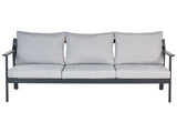 3 Seater Sofa Aluminium Garden Sofa Dark Grey Aluminium Frame Light Grey Water Repellent Fabric Cushions Beliani