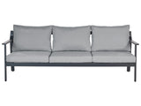 3 Seater Sofa Aluminium Garden Sofa Dark Grey Aluminium Frame Water Repellent Fabric Cushions Beliani