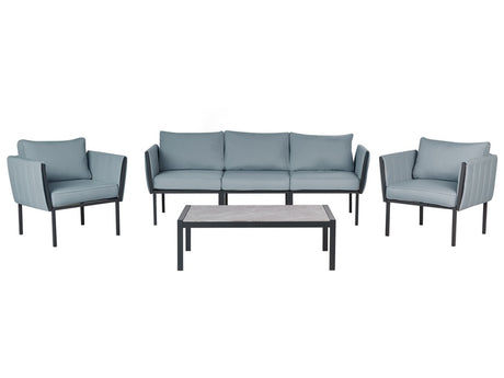 5-Seater Garden Sofa Dark Grey Steel 5 Seater with Cushions Modern Beliani