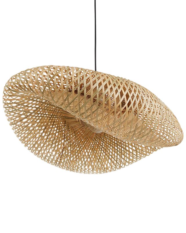 Pendant Lamp Natural Bamboo Wood Woven Light Wood Beliani