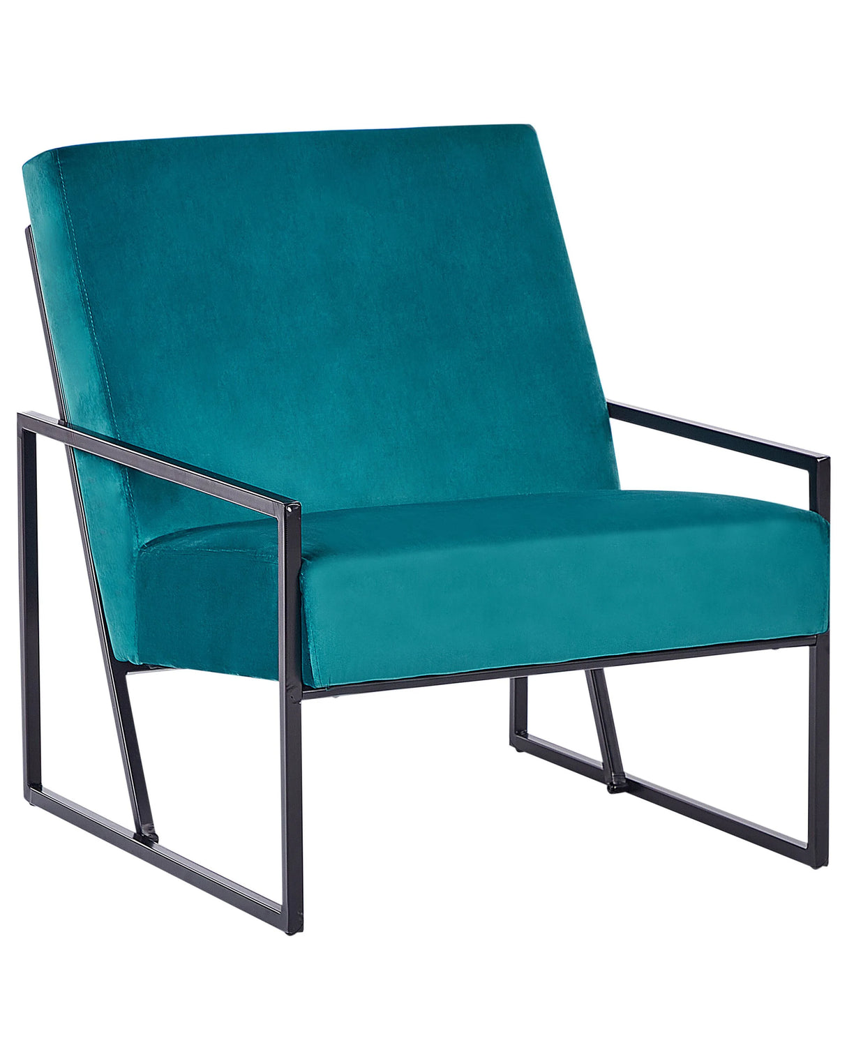 Armchair Teal Velvet Backrest Armrest Black Iron Frame Modern Glam Living Room Beliani