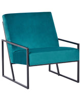 Armchair Teal Velvet Backrest Armrest Black Iron Frame Modern Glam Living Room Beliani