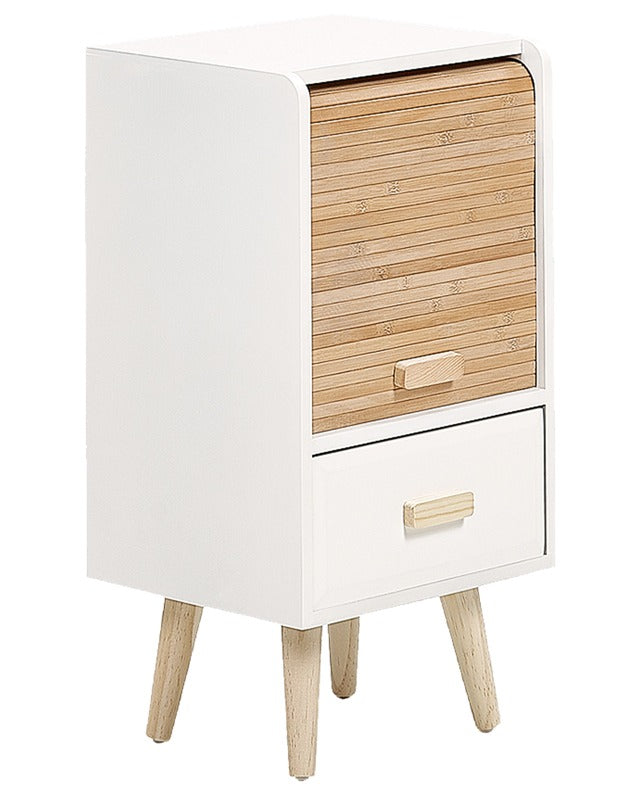 Bedside Table Nightstand White Light Wood 1 Drawer For Kids Beliani