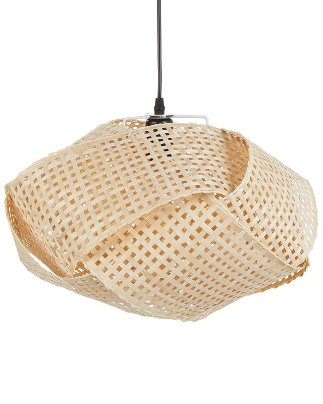 Pendant Lamp Natural Bamboo Wood Woven Light Wood Beliani