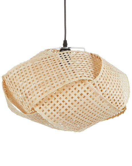 Pendant Lamp Natural Bamboo Wood Woven Light Wood Beliani