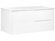 Wall Mounted Bathroom Cabinet White MDF Body 100 x 52 cm Fluted Front with 2 Drawers Pre Cut Holes Beliani