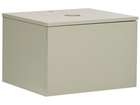 Wall Mounted Bathroom Cabinet Green MDF Body 60 x 52 cm Fluted Front with 1 Drawer Pre Cut Hole Beliani