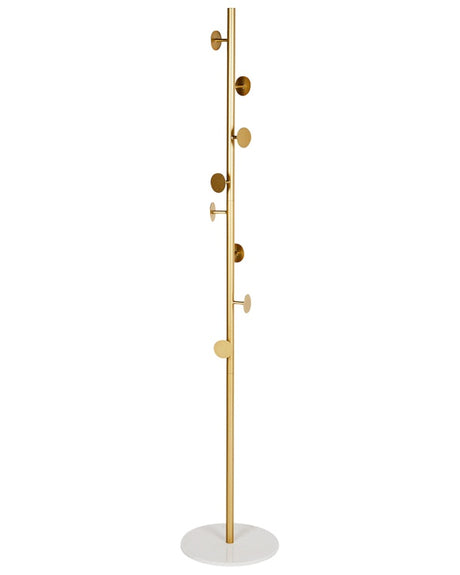 Coat Stand Gold Metal Marble Base Freestanding Jacket Rack Industrial Hallway Accessories Beliani