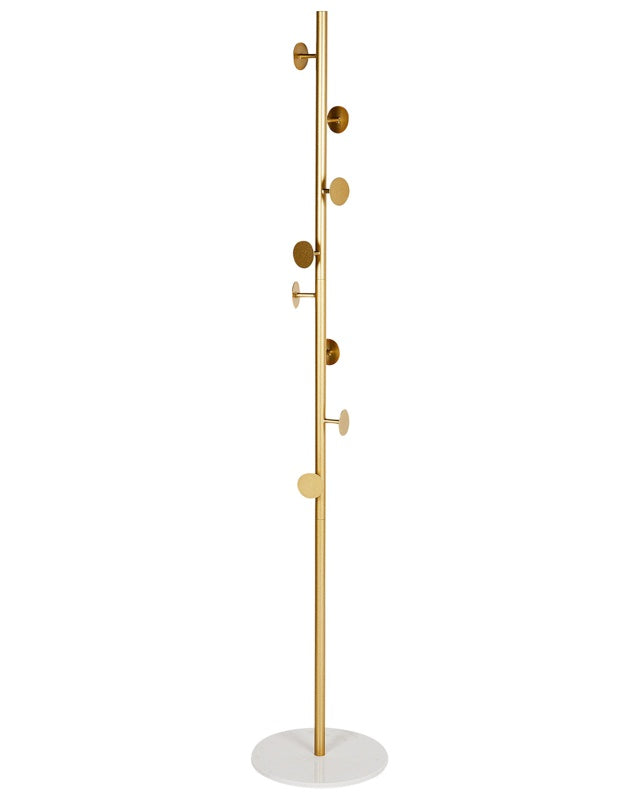 Coat Stand Gold Metal Marble Base Freestanding Jacket Rack Industrial Hallway Accessories Beliani