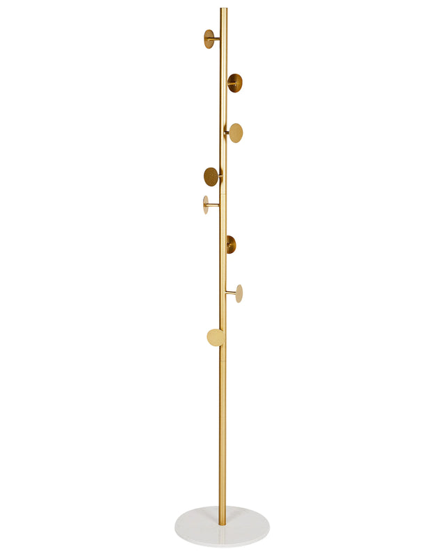 Coat Stand Gold Metal Marble Base Freestanding Jacket Rack Industrial Hallway Accessories Beliani