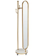 Coat Stand Gold Metal Marble Base Freestanding with Mirror Jacket Rack Industrial Hallway Accessories Beliani