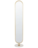 Coat Stand with Mirror and Shelf Gold Metal Marble Base Freestanding Jacket Rack Industrial Hallway Accessories Beliani
