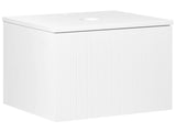 Wall Mounted Bathroom Cabinet White MDF Body 60 x 52 cm Fluted Front with 1 Drawer Pre Cut Hole Beliani