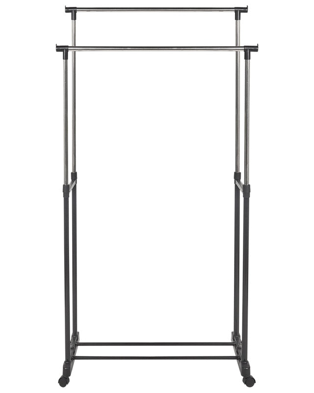 Coat Stand with Wheels Black Metal Freestanding Jacket Rack Industrial Hallway Accessories Beliani