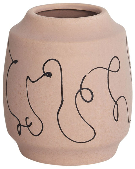 Flower Vase Sand Beige Stoneware Abstract Motif Indoor Decoration Piece Modern Design Waterproof Beliani