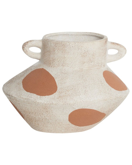 Flower Vase Light Beige Stoneware Abstract Dots Indoor Decoration Piece Modern Design Waterproof Beliani